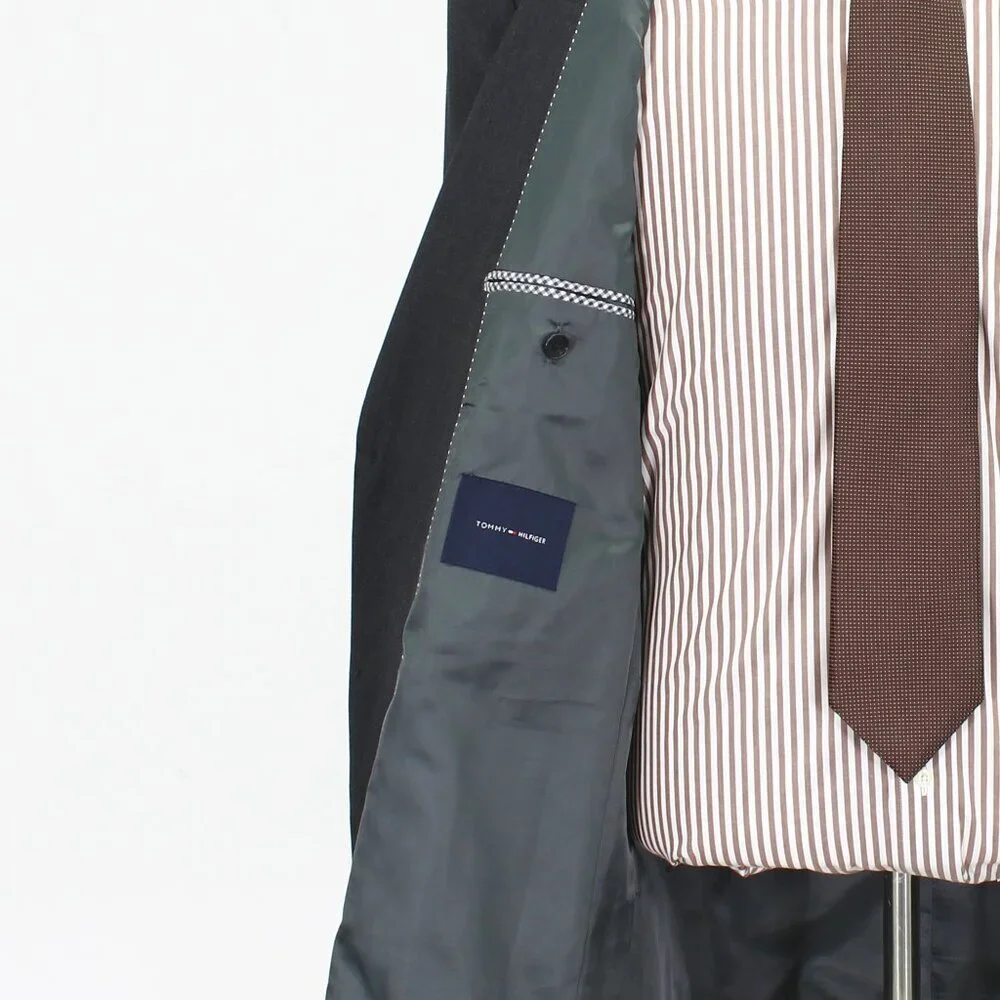 Tommy Hilfiger 46L Gray Solid 2-Button Sport Coat Blazer Jacket G888